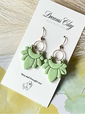 Mint Green Floral Hoop Earrings